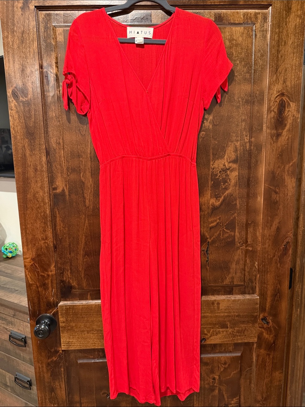 Hiatus Red V-Neck Short-Sleeve Jumpsuit